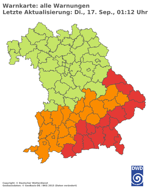 Aktuelle Wetterwarnungen für  Forchheim